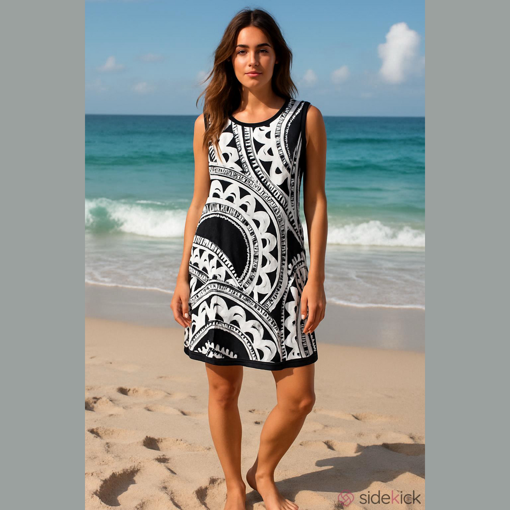 Trina Turk Zinnia Tank Dress Black & White Geometric Knee Length Size XXL NWT - Picture 1 of 10